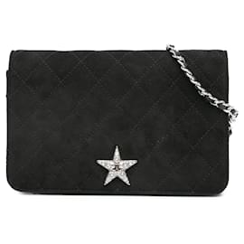 Chanel-Chanel Black Suede Cocostellar Wallet on Chain-Black