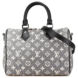 Louis Vuitton-Louis Vuitton Gray Monogram Jacquard Denim Speedy Bandouliere 25-Brown