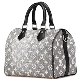 Louis Vuitton-Louis Vuitton Gray Monogram Jacquard Denim Speedy Bandouliere 25-Brown