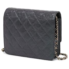 Chanel-Chanel Black Quilted Caviar Square Wallet on Chain-Black