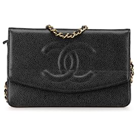 Chanel-Chanel Black CC Caviar Wallet on Chain-Black