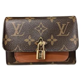 Louis Vuitton-Louis Vuitton Monogram Portefeuille Flower Compact Tri-fold Wallet-Brown,Monogram