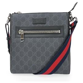 Gucci-Gucci GG Supreme Canvas Leather Messenger Bag-Brown,Black