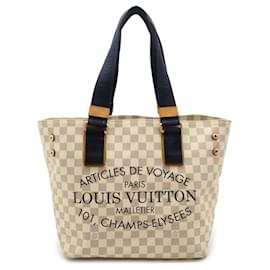 Louis Vuitton-Louis Vuitton Damier Azur Plan Soleil Cabas PM Tote Bag-Cream