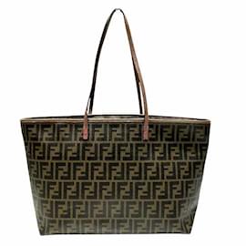 Fendi-Fendi Zucca 8BH185 Tote Shoulder Bag-Brown,Red