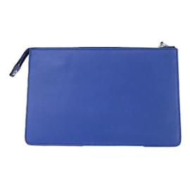 Fendi-Fendi Navy Leather Clutch Bag-Navy blue