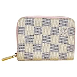 Louis Vuitton-Louis Vuitton Damier Azur Zipper Coin Purse-Pink