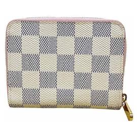 Louis Vuitton-Louis Vuitton Damier Azur Zipper Coin Purse-Pink