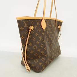 Louis Vuitton-Louis Vuitton Monogram Neverfull MM Tote Bag-Brown,Fuschia