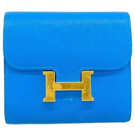 Hermès Hermes Constance Epsom Wallet in Blue Izmir Blue