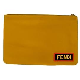 Fendi-Fendi 7NO078 Yellow Clutch Bag-Yellow