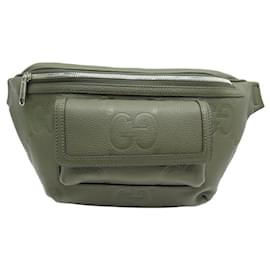 Gucci-NEW GUCCI BAG 645098 GG JUMBO LEATHER BELT GREEN BANANA GREEN-Green