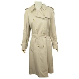 Autre Marque-VINTAGE BURBERRYS COAT 14 LONG WATERPROOF 40 M BELT TRENCH COAT-Beige