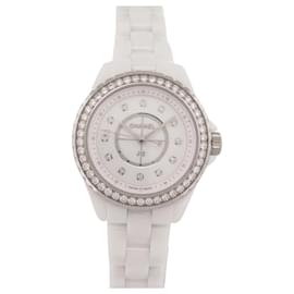 Chanel-NEW CHANEL J12 H6418 33 MM CERAMIC DIAMOND QUARTZ CERAMIC WATCH-White