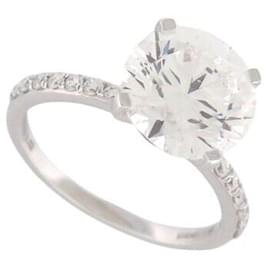 Autre Marque-NEW SOLITAIRE DIAMOND RING 3.25 CT 52 IN 18K WHITE GOLD CERTIFICATE-Silvery