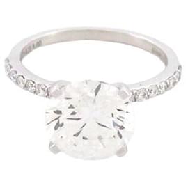 Autre Marque-NEW SOLITAIRE DIAMOND RING 3.25 CT 52 IN 18K WHITE GOLD CERTIFICATE-Silvery