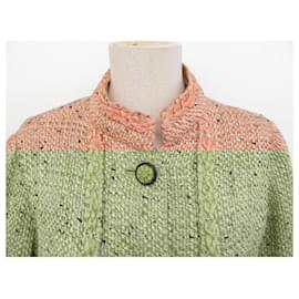 Chanel-VINTAGE CHANEL JACKET WITH PIPING M 40 TWEED ROSE PINK JACKET COAT-Pink