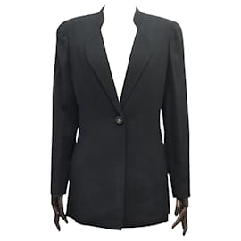 Chanel-NEW CHANEL JACKET CC LOGO BUTTON P07210V05361 L T40 BLACK WOOL JACKET-Black