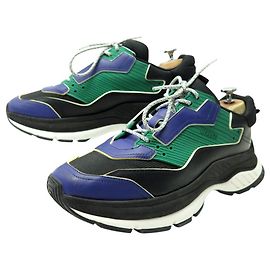 BERLUTI GRAVITY 4781 10 44 SNEAKERS AUS GRÜNEM STOFF UND LEDER Grün