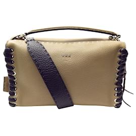Fendi-NEW FENDI SELLERIA LEI BOSTON HANDBAG 8BL137 WITH TAUPE LEATHER STRAP-Taupe