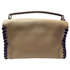 Fendi-NEW FENDI SELLERIA LEI BOSTON HANDBAG 8BL137 WITH TAUPE LEATHER STRAP-Taupe