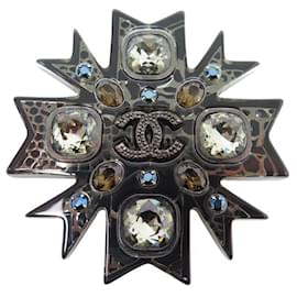 Chanel-NEW CHANEL BROOCH 2006 GRIPOIX WITH BLACK PLASTIC STONES-Black
