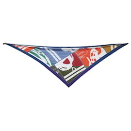 Hermès-HERMES GALA BRIDES TRIANGLE MULTICOLOR SILK SCARF-Multiple colors