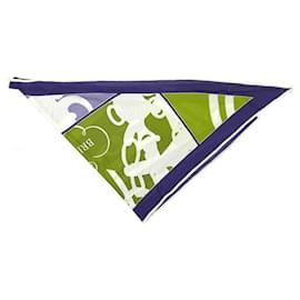 Hermès-HERMES GALA BRIDES TRIANGLE MULTICOLOR SILK SCARF-Multiple colors