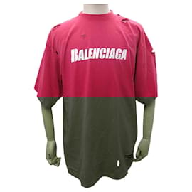 Balenciaga-NINE T SHIRT BALENCIAGA 651795 USED DESTROYED EFFECT HOLES XS 42 UNIFIT TOP-Red
