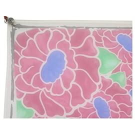Chanel-FOULARD CHANEL CAMELIAS LOGO CC MOUSSELINE DE SOIE MULTICOLORE SILK SCARF-Multicolore