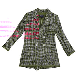 Chanel-NINE CHANEL COMBINATION JUMPSUIT SHORT SUIT P63991 M 40 RED TWEED-Red
