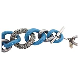 Lanvin-VINTAGE LANVIN NECKLACE CHAIN AND RHINESTONES 85CM IN METAL + BOX-Blue