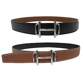 Hermès-NEW HERMES BELT REVERSIBLE LEATHER 32MM & ROYAL BUCKLE 85 BOX-Black