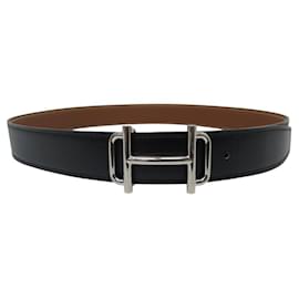 Hermès-NEW HERMES BELT REVERSIBLE LEATHER 32MM & ROYAL BUCKLE 85 BOX-Black
