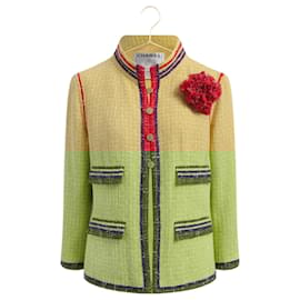 Chanel-Rare Collectors Vintage Jacket With Camellia Brooch-Yellow