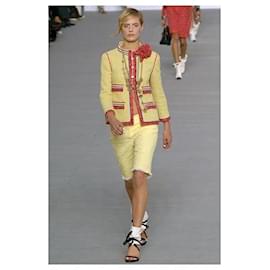 Chanel-Rare Collectors Vintage Jacket With Camellia Brooch-Yellow