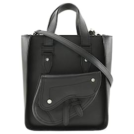 Christian Dior-Christian Dior Saddle Mini Tote Handbag-Black