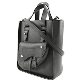Christian Dior-Christian Dior Saddle Mini Tote Handbag-Black