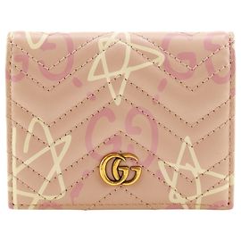 Gucci Pink Leather Bi-Fold Wallet Pink