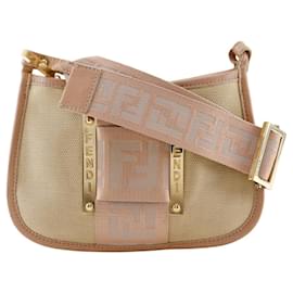 Fendi-Fendi FF Shoulder Bag Pochette-Pink,Beige