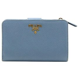 Prada Bi-Fold Wallet in Light Blue Saffiano Other Light blue