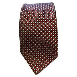 Gravata Charvet de seda vermelha com bolinhas brancas Vermelho
