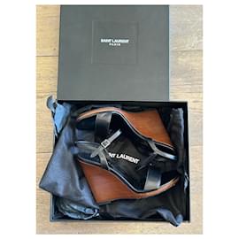 Saint Laurent-Saint Laurent wedge sandals-Black