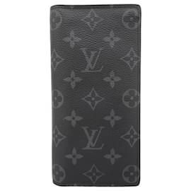 Louis Vuitton-Louis Vuitton Long Wallet Monogram Eclipse Portefeuille Brazza-Black
