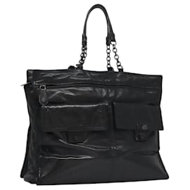Autre Marque-BOTTEGA VENETA Chain Hand Bag Leather Black Auth bs22135-Black