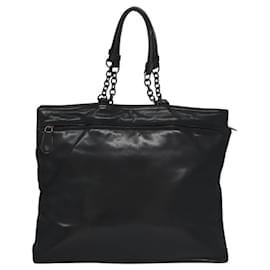 Autre Marque-BOTTEGA VENETA Chain Hand Bag Leather Black Auth bs22135-Black