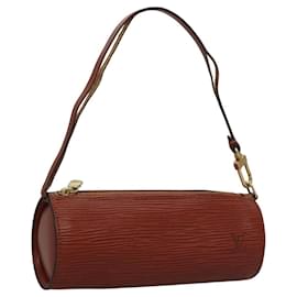Louis Vuitton-LOUIS VUITTON Epi Soufflot Pouch Brown LV Auth BA294-Brown