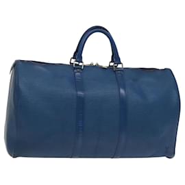Louis Vuitton-LOUIS VUITTON Epi Keepall 50 Boston Bag Blue M42965 LV Auth 115587-Blue