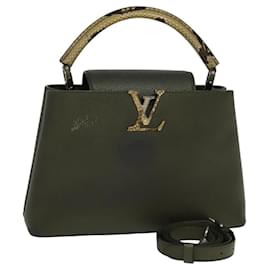 Louis Vuitton-LOUIS VUITTON Capsine MM Hand Bag Leather 2way Khaki N93799 LV Auth 115819A-Khaki