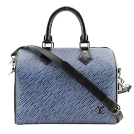 Louis Vuitton-Louis Vuitton Epi Denim Speedy Bandouliere 25 Handbag-Blue